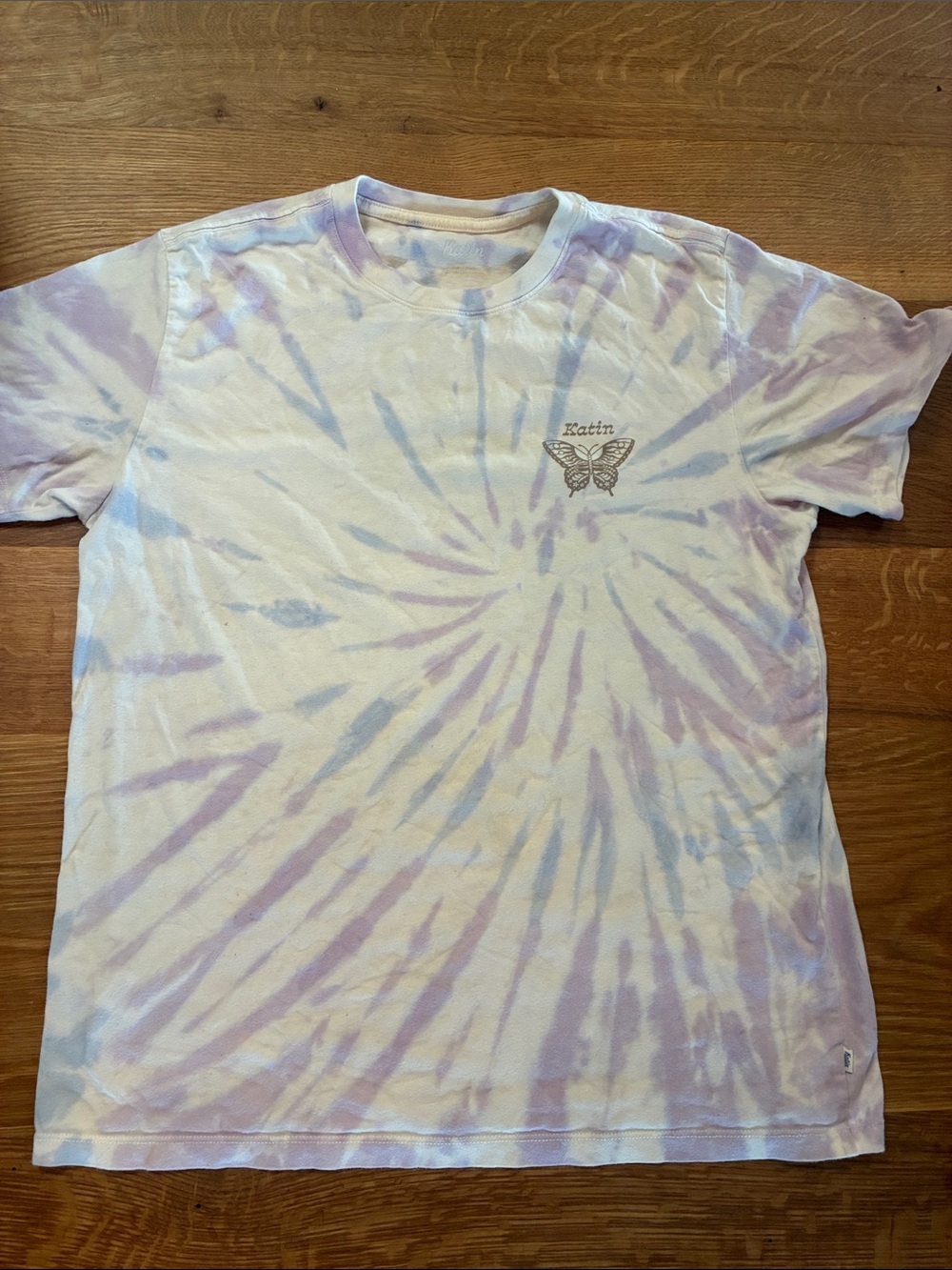 Katin Tie-Dye Butterfly Crewneck T-Shirt - white, Lavender & Light Blue. Men’s M